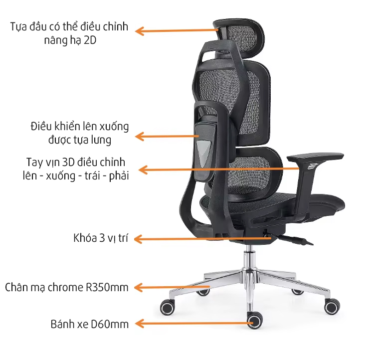 Chi tiết tính năng ghế A567