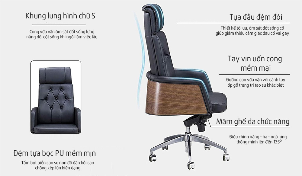 Chi tiết ghế sếp nữ 2388A